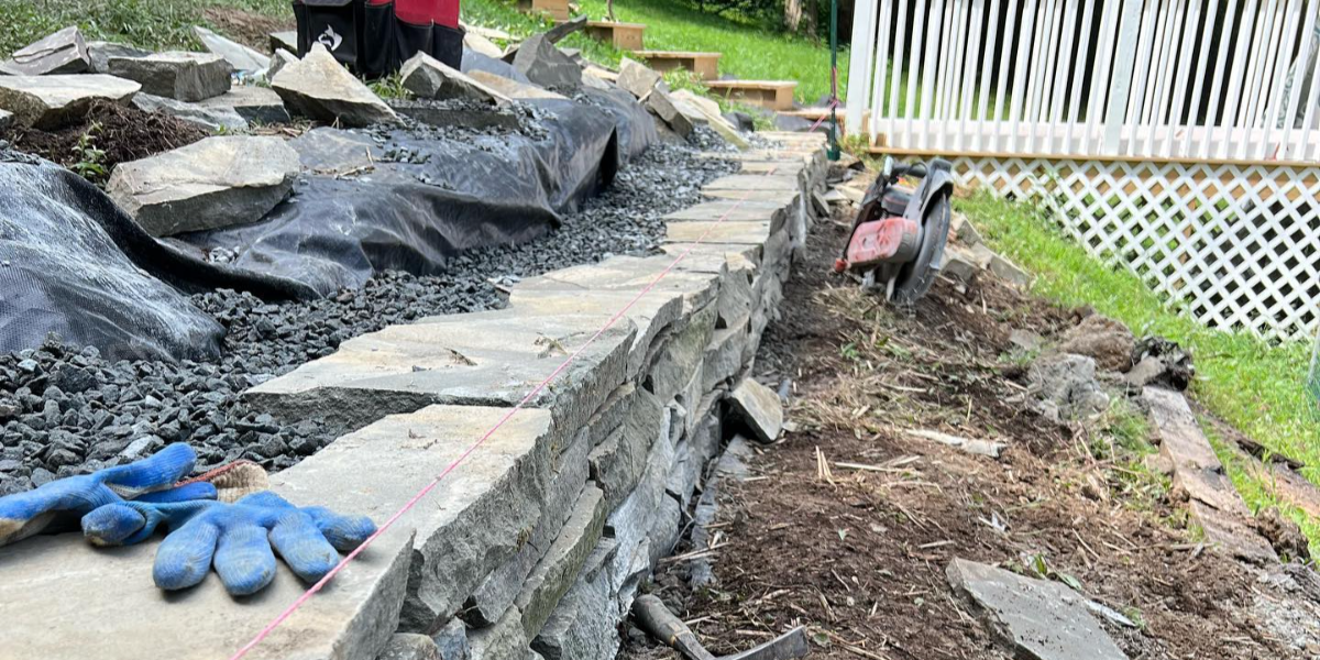 Rebuilding failing retaining wall New, Jersey
