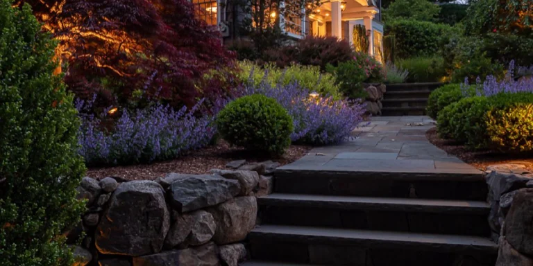 Steep side yard landscaping Augusta, NJ